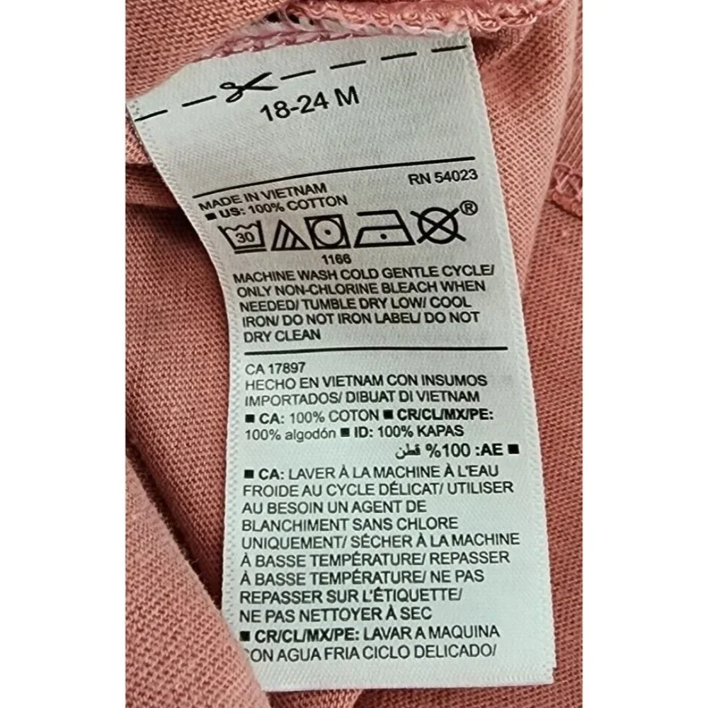 NWT Set of 3 Old Navy Baby Girls Long Sleeve Pink Cotton TShirts Size 18-24 Mos.